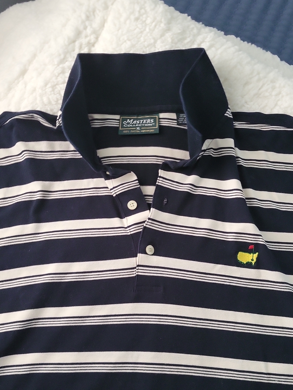 Masters Collection Golf Polo Shirt Men's XL Black/White Striped Cotton